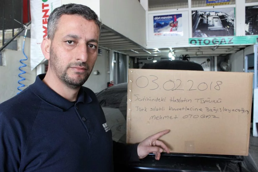 Bursalı oto tamircisinden TSK'ya hasılat bağışı