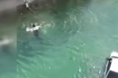 Otomobili sulama kanalına düşen sürücü yüzerek kurtuldu