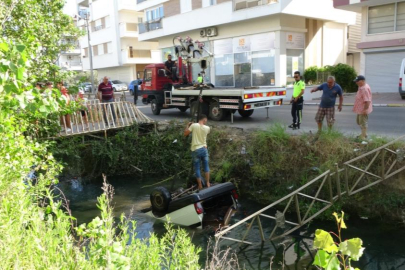 Direksiyonda uyudu, sulama kanalına uçtu