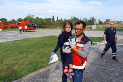 2 yaşındaki kız çocuğunun yardımına ambulans helikopter yetişti