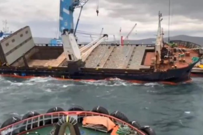 Bursa’da yan yatan gemi ‘Kurtarma Uzmanları’ tarafından düzeltildi