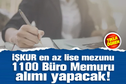 İŞKUR en az lise mezunu 1100 Büro Memuru alımı yapacak!