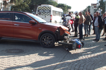 Otomobille motosiklet çarpıştı: 1 yaralı 