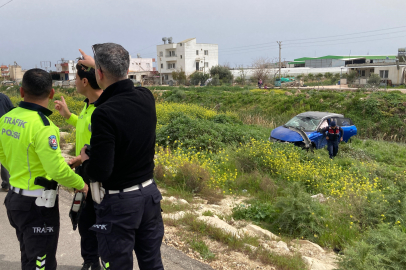 Ağaca çarpan otomobil kanala düşmekten son anda kurtuldu: 2 yaralı  