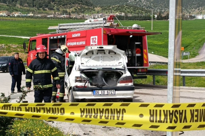 Kaza sonrası LPG tankındaki kaçağa itfaiye müdahale etti 