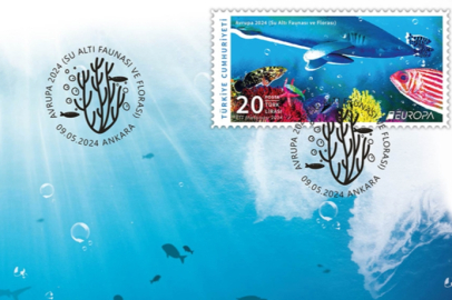PTT'den "Avrupa 2024 (Su Altı Faunası ve Florası)" konulu anma pulu ve ilk gün zarfı
