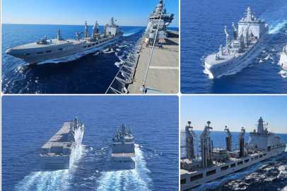 TCG Anadolu ile TCG Derya, ilk defa "denizde akaryakıt ve katı yük ikmali" yaptı