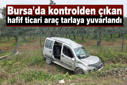 Bursa'da kontrolden çıkan hafif ticari araç tarlaya yuvarlandı