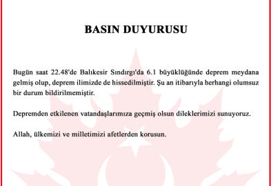 Bursa'da hissedilen depreme Bursa Valiliği'nden açıklama