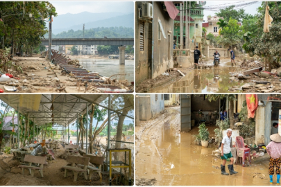 Şiddetli yağışların etkili olduğu Vietnam'da evler ve tarım arazileri sular altında kaldı