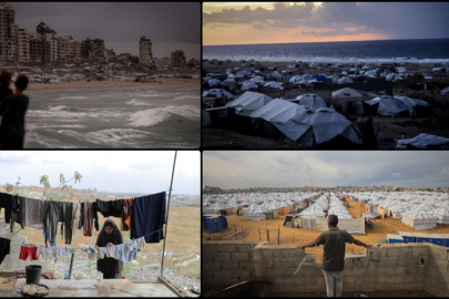 Gazze’de yağmur altında kalan çadırlar Filistinlilerin yaşadığı dramı derinleştiriyor