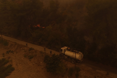 Suriye'nin Lazkiye kırsalındaki orman yangınına müdahale ediliyor