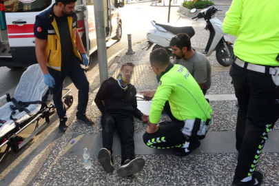 Yayaya çarpmamak için motosikleti devirdi: 1 yaralı