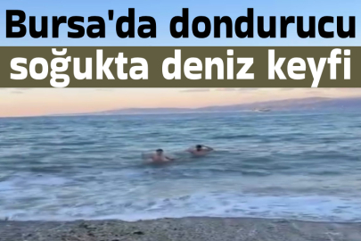 Bursa'da dondurucu soğukta deniz keyfi