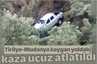 Tirilye-Mudanya kaygan yoldaki kaza ucuz atlatıldı