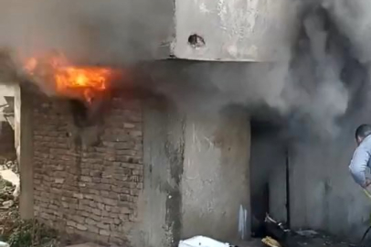 Metruk bina alev alev yandı