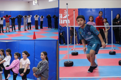 Depremzede ilkokul öğrencileri, farklı spor dallarıyla tanışıyor