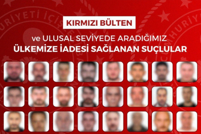 Kırmızı bültenle aranan 32, ulusal seviyede aranan 40 kişi yurt dışından Türkiye'ye getirildi