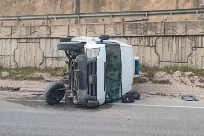 Kontrolden çıkan minibüs takla attı, sürücü yaralandı