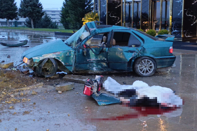 Kontrolden çıkan otomobil reklam panosuna çarptı: 1 ölü, 2 yaralı