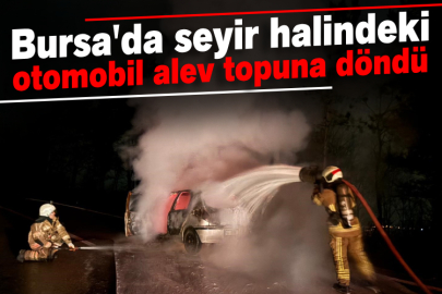 Bursa'da seyir halindeki otomobil alev topuna döndü