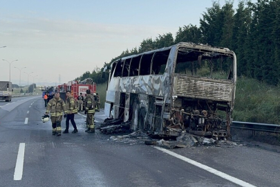 TEM Otoyolu'nda otobüste çıkan yangın söndürüldü