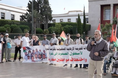 Fas'ta, İsrail'in alıkoyduğu Küresel Sumud Filosu aktivistlerinin serbest kalması talebiyle gösteri düzenlendi