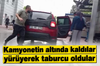 Kamyonetin altında kaldılar, yürüyerek taburcu oldular