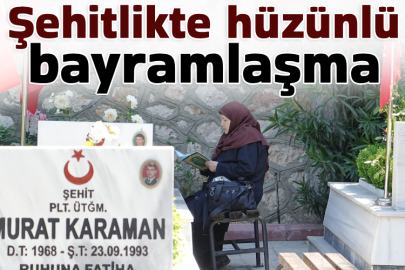Şehitlikte hüzünlü bayramlaşma