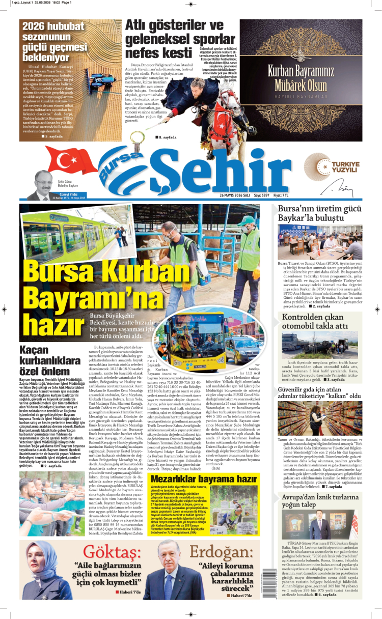 BURSA ŞEHİR GAZETESİ 26.05.2026