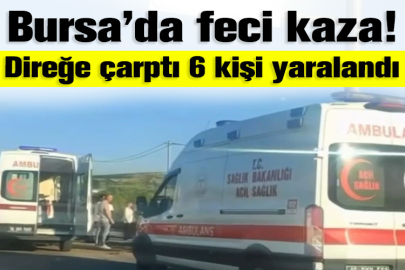 Bursa’da feci kaza! Direğe çarptı 6 kişi yaralandı
