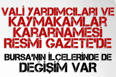 Vali Yardımcıları ve Kaymakamlar Kararnamesi Resmi Gazete'de! Bursa'nın ilçelerinde de değişim var