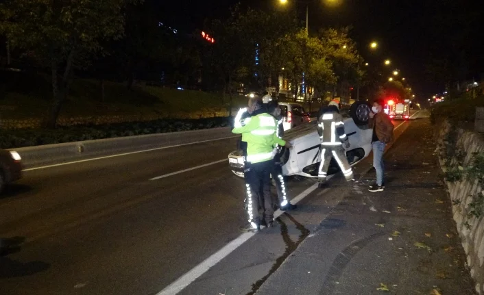 Bursa'da aracı takla atan sürücü ölümden döndü!