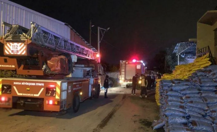 Bursa'da kömür depolama tesisinde yangın: Tonlarca odun ve kömür yandı