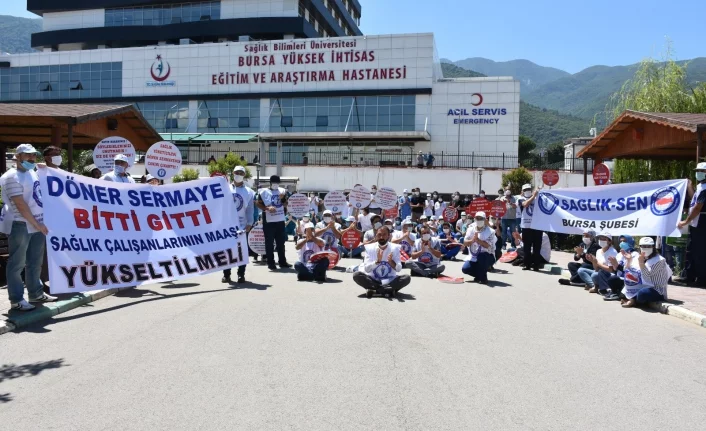 Bursa'da sağlık çalışanlarından 'döner sermaye' eylemi!