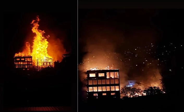 Bursa'da tarihi ipekçilik fabrikası alev alev yandı