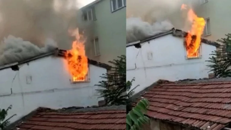 Bursa’da iki katlı ev alev alev yandı