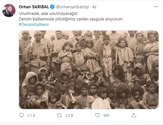 CHP Bursa Milletvekili Orhan Sarıbal'ın Dersim paylaşımı tepki çekti