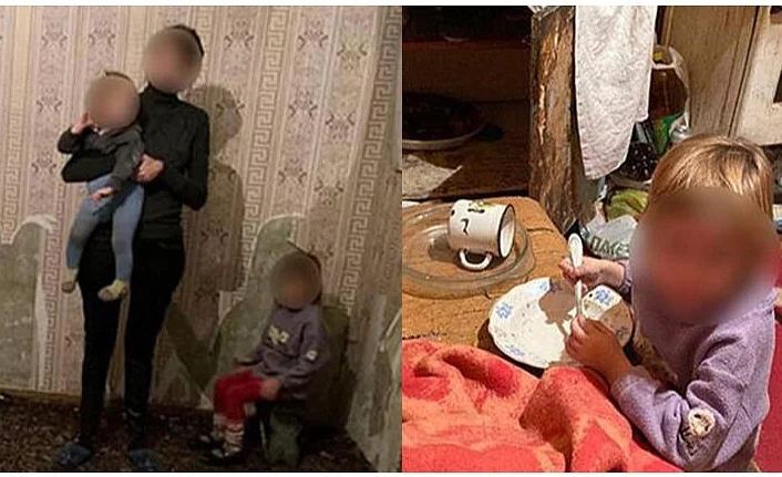 Duvar kağıdı yemek zorunda kalan çocukları polis kurtardı