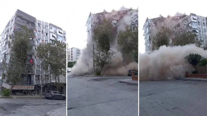 İzmir'de 7 katlı bina böyle çöktü!