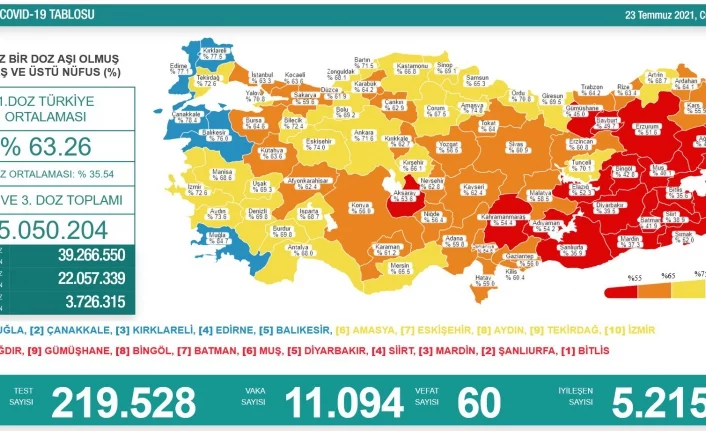 Türkiye'de son 24 saatte 11 bin 094 yeni vaka!