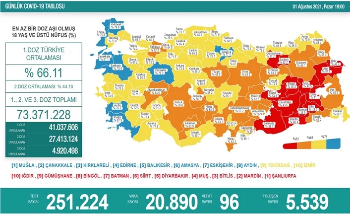 Türkiye'de son 24 saatte 20 bin 890 yeni vaka!