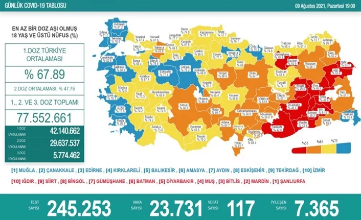 Türkiye'de son 24 saatte 23 bin 731 yeni vaka!
