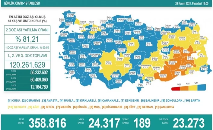 Türkiye'de son 24 saatte 24 bin 317 yeni vaka!