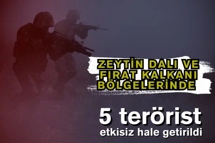 Zeytin Dalı ve Fırat Kalkanı bölgelerinde 5 PKK/YPG'li terörist etkisiz hale getirildi
