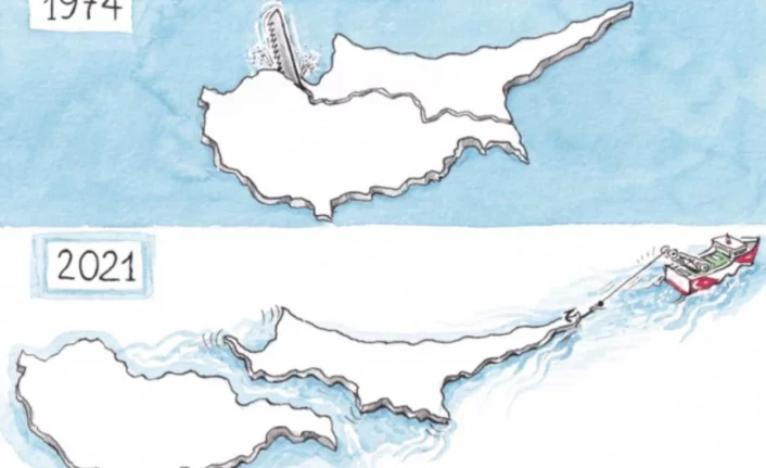 Yunan basınından Kıbrıs adası karikatürü